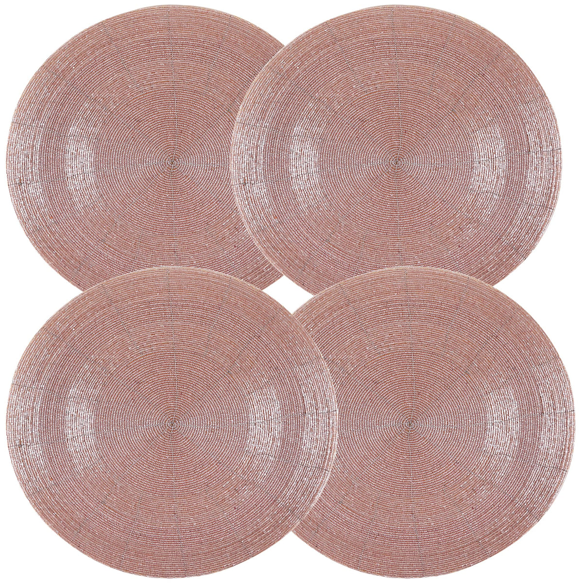 13-Inch Round Beaded Placemats, Pink, Set of 4