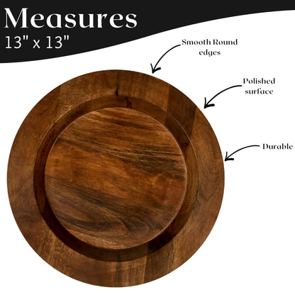 Alpha Living Home Mango Wood Charger Plates, 13 in, Set of 2
