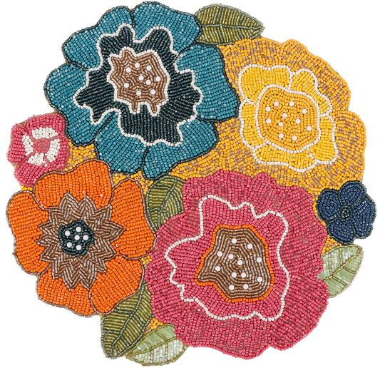 Alpha Living 13-Inch Round Beaded Placemat, Multi, Set of 1