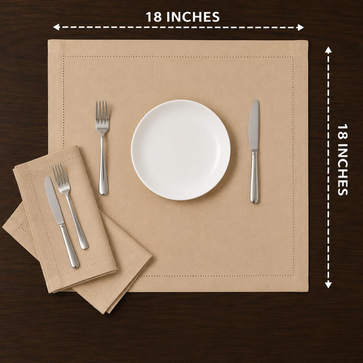 Cotton Cloth Dinner Napkins, Tan, 12- Pack