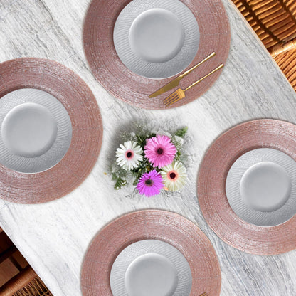13-Inch Round Beaded Placemats, Pink, Set of 4
