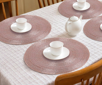 13-Inch Round Beaded Placemats, Pink, Set of 4
