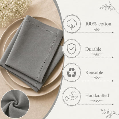 Alpha Living Home Cotton Cloth Napkins, Gray, Set of 12