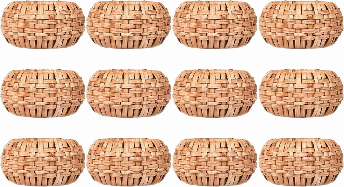 ALPHA Living HOME Napkin Rings Set of 12 - Handmade Decorative Serviette Rings for Dining Table, Weddings, Parties, Events, Holiday Gatherings, and Everyday Use Boho Rustic Farmhouse Décor (Brown)