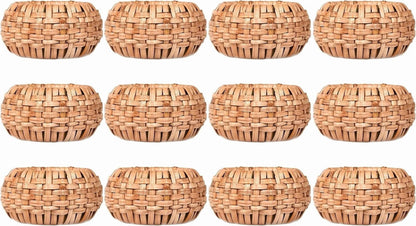 ALPHA Living HOME Napkin Rings Set of 12 - Handmade Decorative Serviette Rings for Dining Table, Weddings, Parties, Events, Holiday Gatherings, and Everyday Use Boho Rustic Farmhouse Décor (Brown)