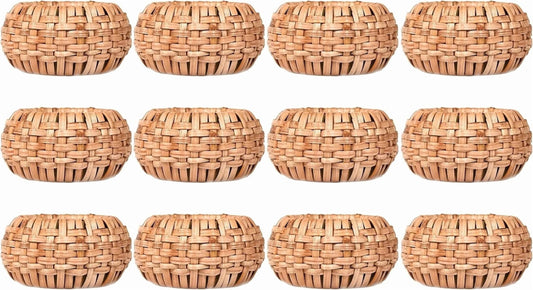 ALPHA Living HOME Napkin Rings Set of 12 - Handmade Decorative Serviette Rings for Dining Table, Weddings, Parties, Events, Holiday Gatherings, and Everyday Use Boho Rustic Farmhouse Décor (Brown)