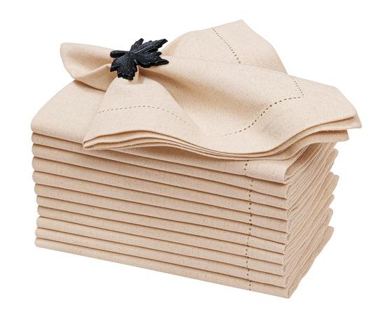 Alpha Living Home Linen Cloth Napkins, Natural, 18x18 in, 12-Pack