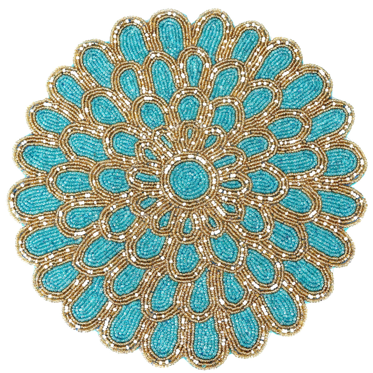 ALPHA Living HOME Handmade Beaded Placemat, 13" Round Glass Bead Table Mat, Set of 1