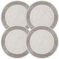 ALPHA Living HOME Silver White Beaded Placemats – 13 Inch Round Handmade Table Mats, Set of 4