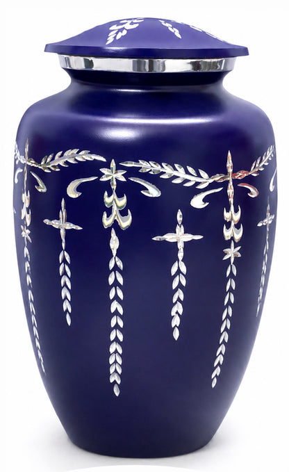 Adult Aluminum Cremation Urn for Human Ashes, Dignified Memorial Urn, Durable Metal Funeral Urn with Secure Lid, Funeral Urn for Loved Ones (Blue) - ALPHA Living HOME