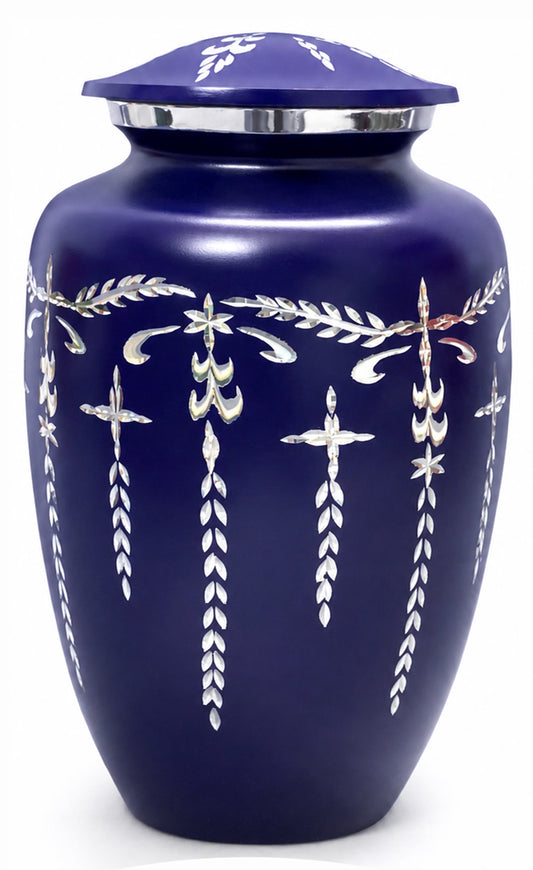Adult Aluminum Cremation Urn for Human Ashes, Dignified Memorial Urn, Durable Metal Funeral Urn with Secure Lid, Funeral Urn for Loved Ones (Blue) - ALPHA Living HOME