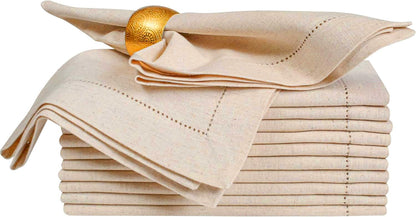 Alpha Living Home Linen Flax Cotton Cloth Dinner Napkins, Set of 12