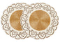 ALPHA Living HOME Glass Beaded Placemats – 13 Inch Round Charger Table Mats, Set of 2 (Ivory Gold)