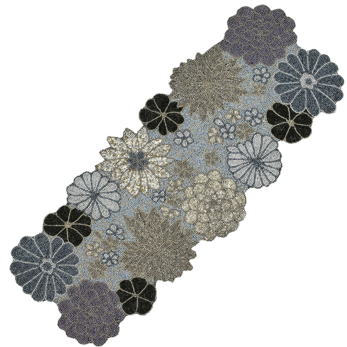 Beaded Table Runner – Handmade Floral Glass Bead Decorative Table Runner for Dining, Coffee & Accent Tables