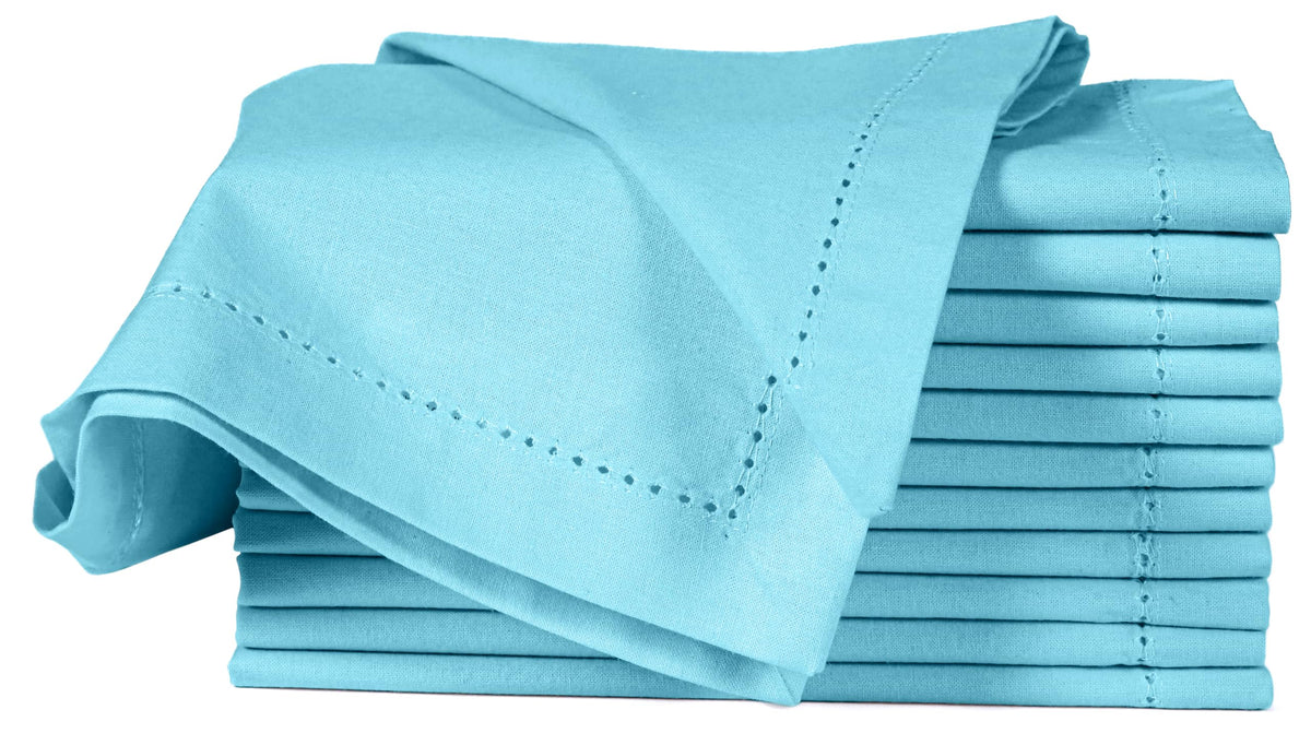 Alpha Living Home Cotton Cloth Napkins, Light Blue, Set of 12