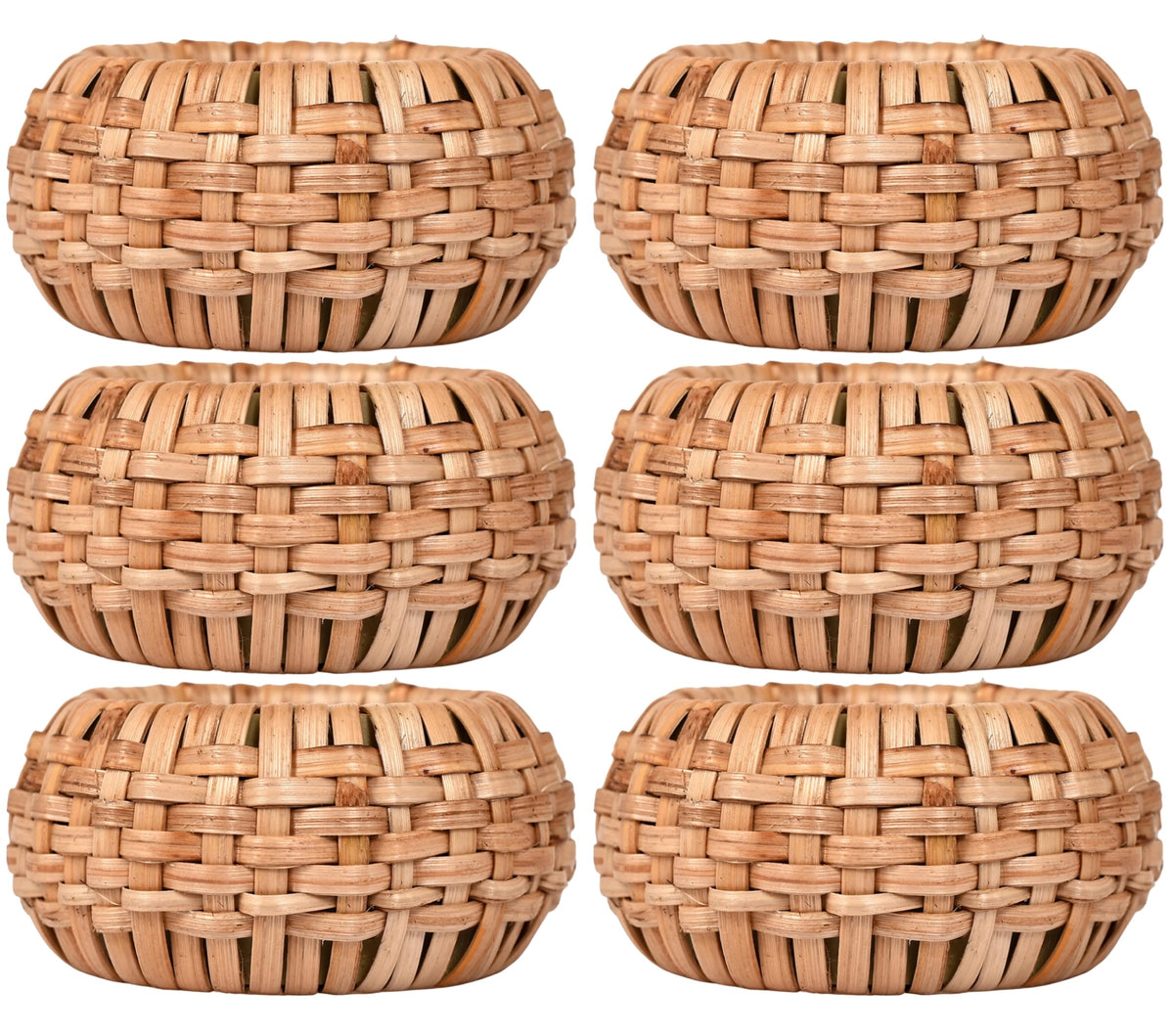 Natural Cane Napkin Rings Set of 6, Handwoven Table Decor, Bohemian Coastal Napkin Holders for Rustic Dining & Tropical Vibes - Sleek for Everyday Use (Brown) - ALPHA Living HOME