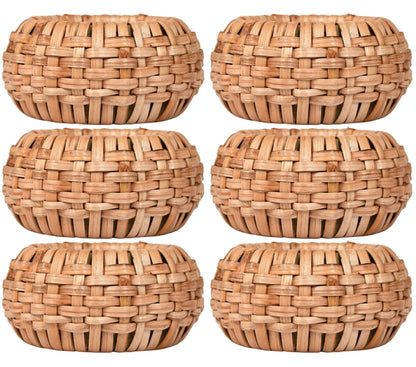 Natural Cane Napkin Rings Set of 6, Handwoven Table Decor, Bohemian Coastal Napkin Holders for Rustic Dining & Tropical Vibes - Sleek for Everyday Use (Brown) - ALPHA Living HOME
