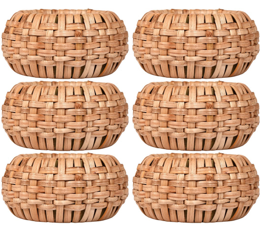 Natural Cane Napkin Rings Set of 6, Handwoven Table Decor, Bohemian Coastal Napkin Holders for Rustic Dining & Tropical Vibes - Sleek for Everyday Use (Brown) - ALPHA Living HOME