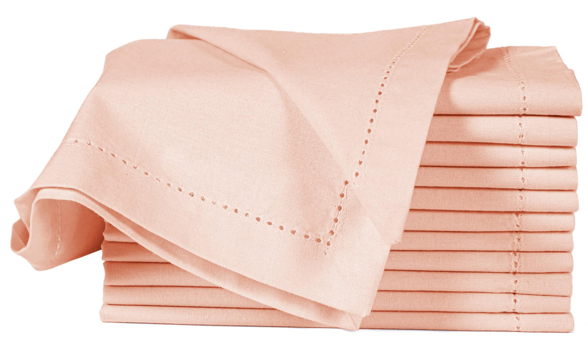 Alpha Living Home Cotton Cloth Napkins, 18x18 in, 12-Pack, Petal Peach