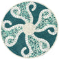 13-Inch Round Beaded Placemat, Teal Ivory, Set of 1