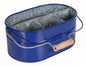 Alpha Living Home 4-Section Galvanized Utensil Caddy with Wooden Handle – Farmhouse Kitchen Organizer, Blue