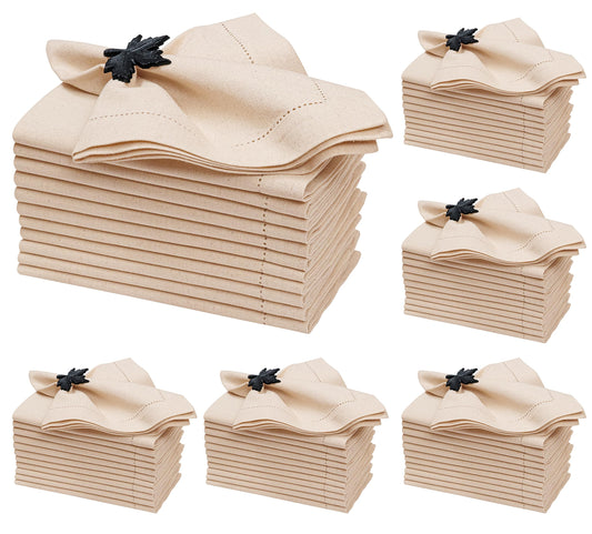 Alpha Living Home Linen Flax Cotton Dinner Napkins, Natural, 72-Pack
