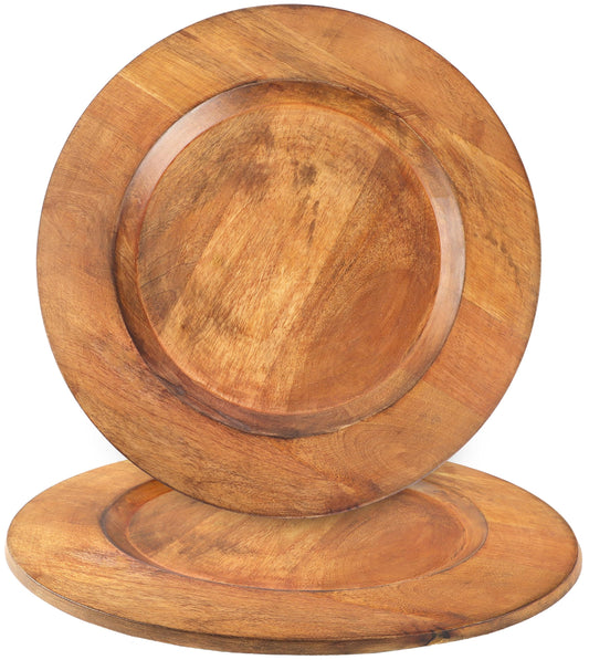 Alpha Living Home Wood Charger Plate Set of 2 – Brown, 13 inch