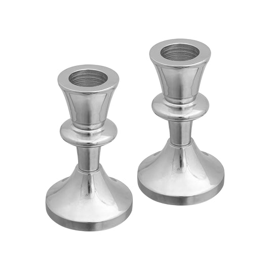 Candlestick Holders Set of 2 - Silver Candlestick Holder Vintage Modern Decorative Centerpiece for Table Mantel Wedding Housewarming Gift for Taper Candles