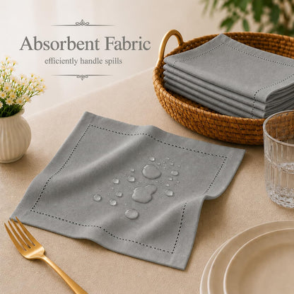 Alpha Living Home Cotton Cloth Napkins, Gray, Set of 12