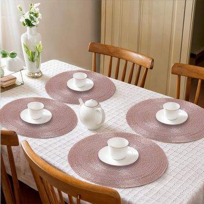 13-Inch Round Beaded Placemats, Pink, Set of 4