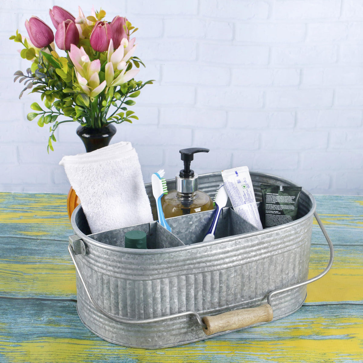 Alpha Living Home Farmhouse Utensils Caddy-Antique Gray