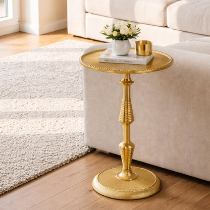 Alpha Living Home Modern Accent Table End Table for Indoor Use - Small Side Tables for Spaces Living Room, Bedroom, Entryway, Small Spaces Nightstand, Plant Stand (Gold)