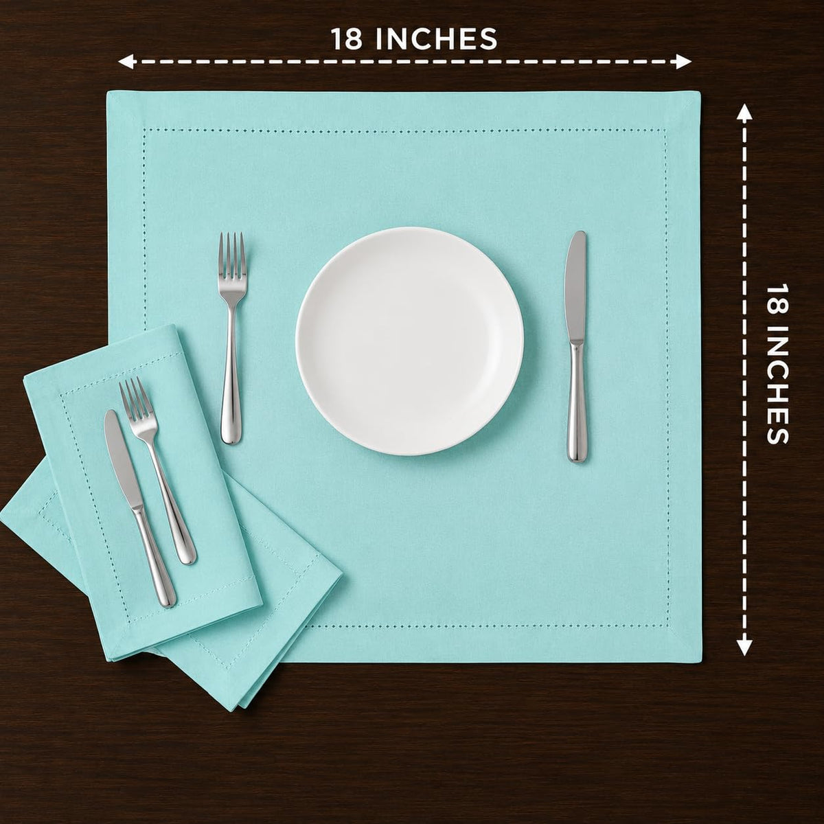 Alpha Living Home Cotton Cloth Napkins, Aqua, 18x18 in, Set of 12