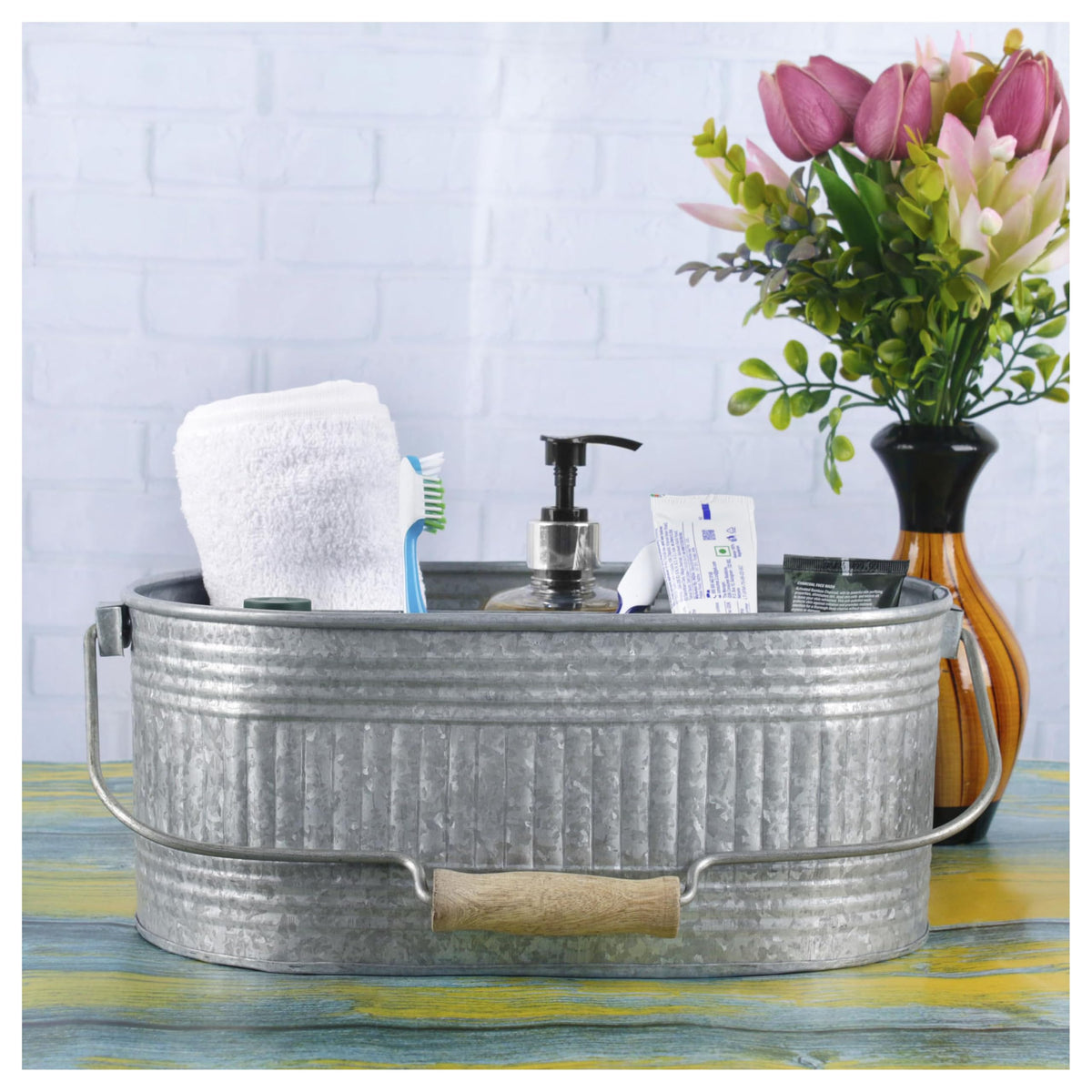 Alpha Living Home Farmhouse Utensils Caddy-Antique Gray