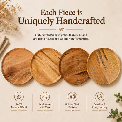 Wood Charger Plates, 11 in, Set of 4, Natural