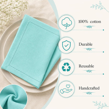 Alpha Living Home Cotton Cloth Napkins, Aqua, 18x18 in, Set of 12