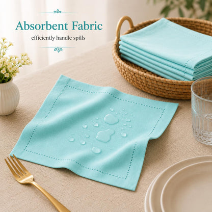 Alpha Living Home Cotton Cloth Napkins, Aqua, 18x18 in, Set of 12