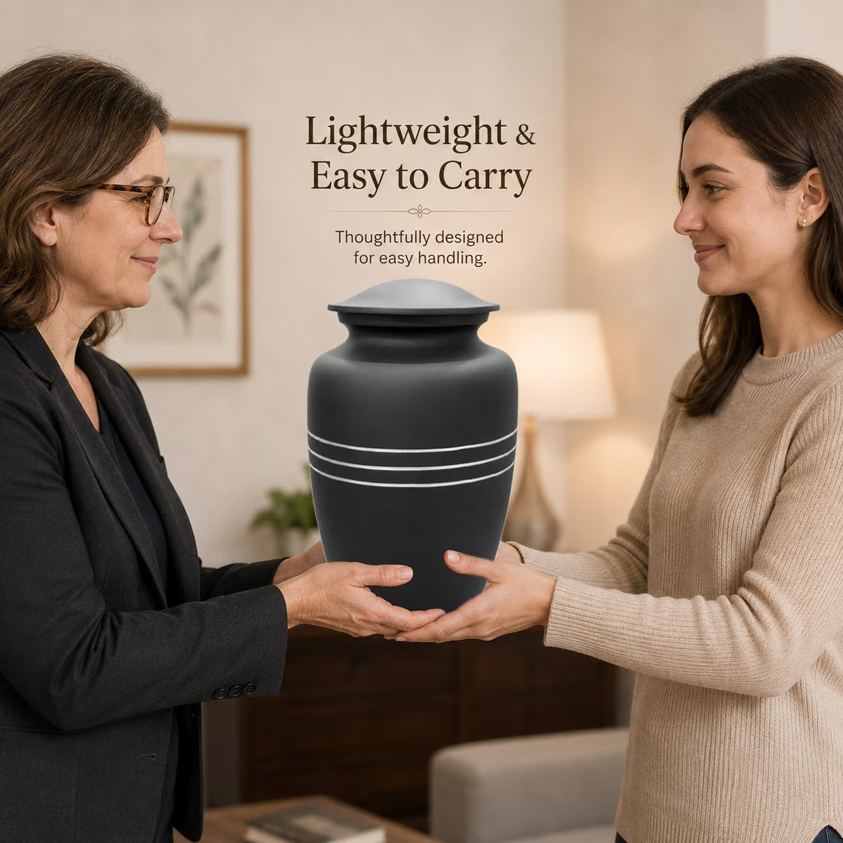Memorials Cremation Urns for Human Ashes Cremation Urn Funeral Urns for Adult Female & Male Decorative Burial Urn Holds Large up to 220 lbs (Black Silver) - ALPHA Living HOME