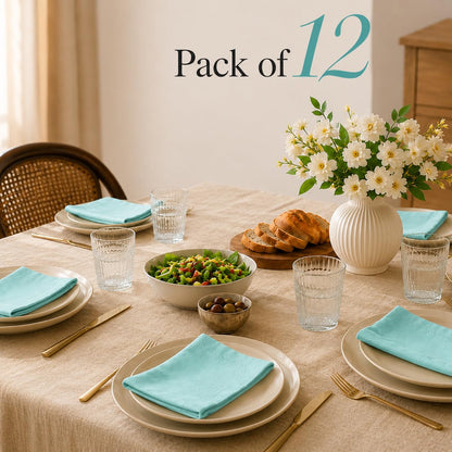 Alpha Living Home Cotton Cloth Napkins, Aqua, 18x18 in, Set of 12