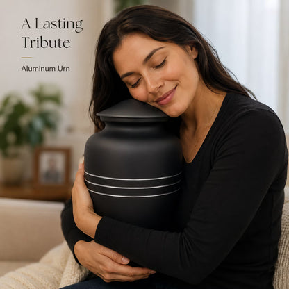 Memorials Cremation Urns for Human Ashes Cremation Urn Funeral Urns for Adult Female & Male Decorative Burial Urn Holds Large up to 220 lbs (Black Silver) - ALPHA Living HOME