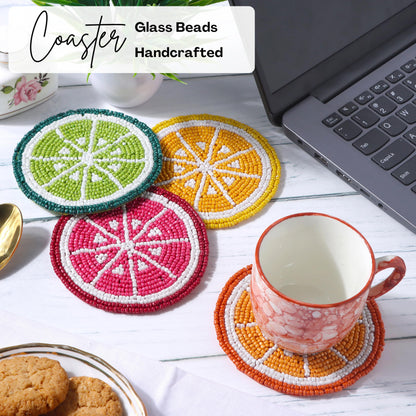 Glass Beads Coasters for Drinks - 12 Pcs Round 4 inch Drink Coaster Thick Absorbent Heat-Resistan - Used for Cold Hot Beverages Glasses Mugs Cups Plants Apartment Decor Bar Table - ALPHA Living HOME