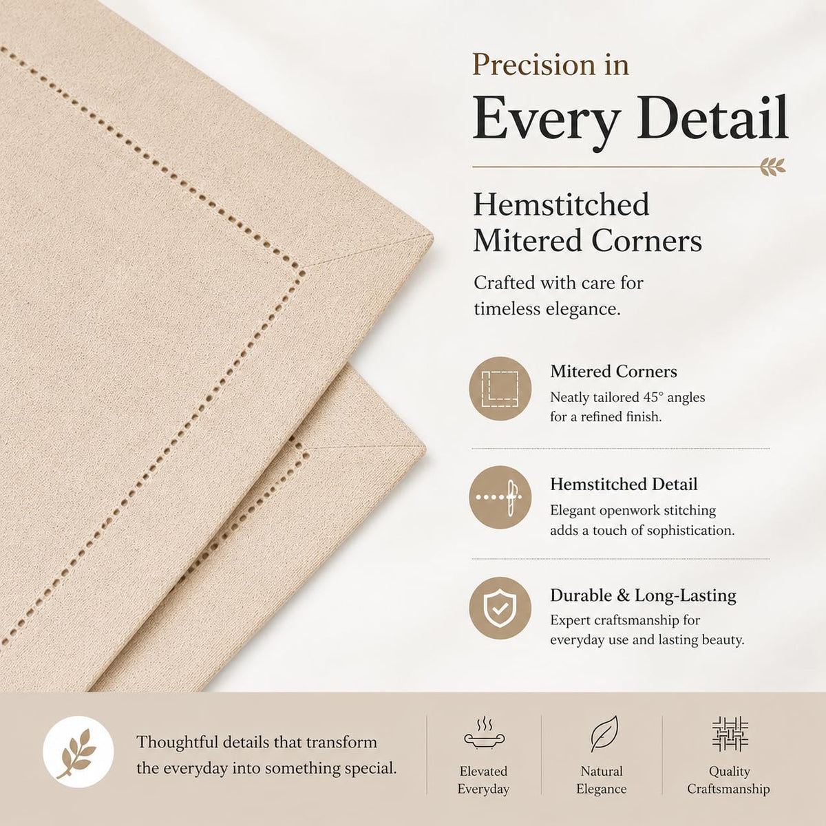 Alpha Living Home Linen Flax Cotton Dinner Napkins, Natural, 72-Pack