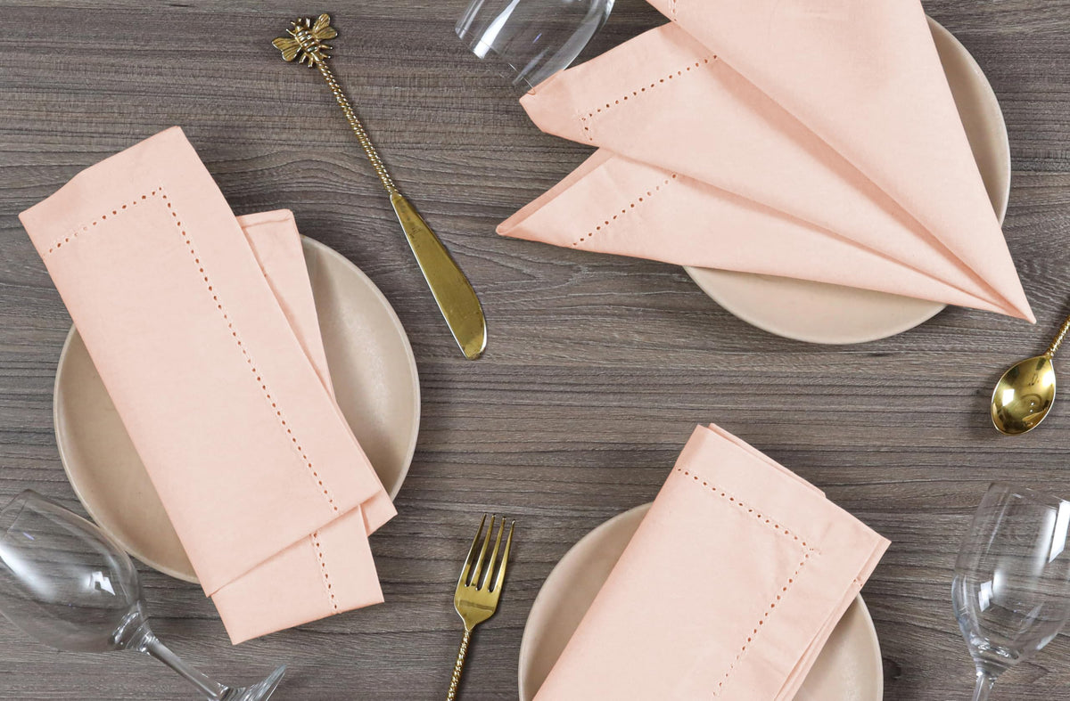 Alpha Living Home Cotton Cloth Napkins, 18x18 in, 12-Pack, Petal Peach