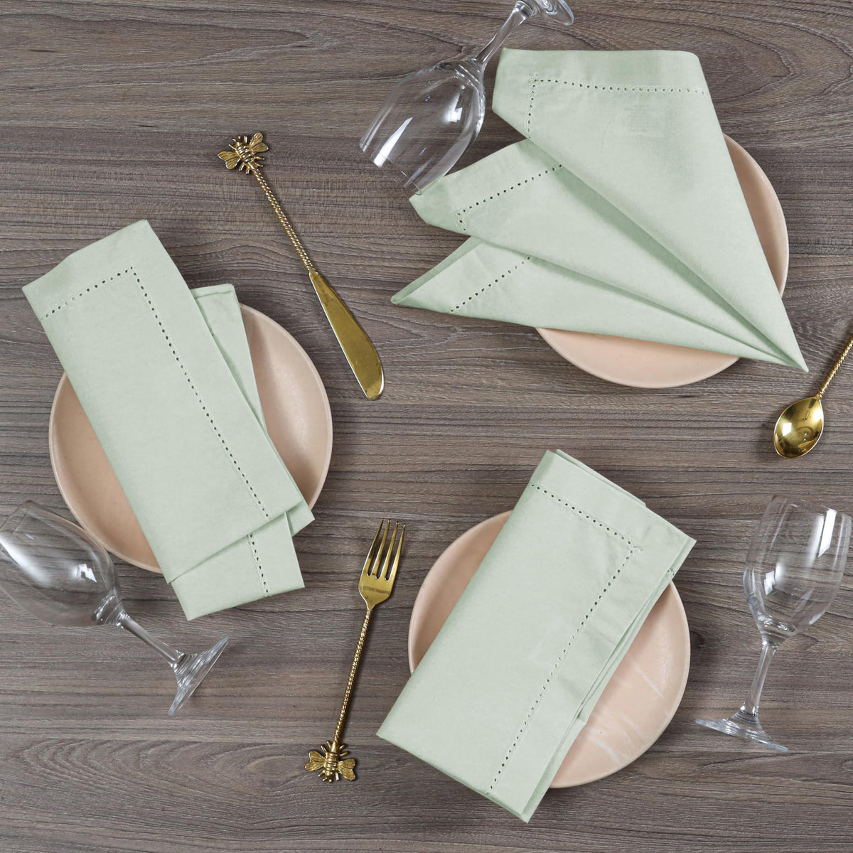 Alpha Living Home Cotton Cloth Napkins, Green, 18x18 in, Set of 12