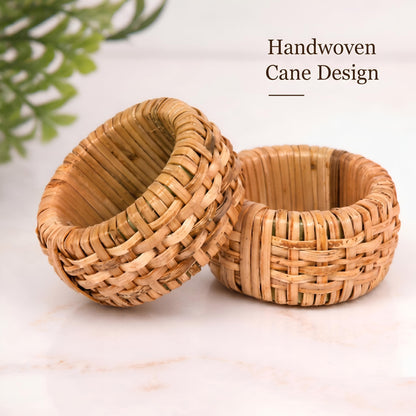 Woven Cane Napkin Rings for Table Settings,Textured Cane Napkin Holder Set of 8, Boho Chic Dining Beach House Decor & Chic Dining Accessory (Brown) - ALPHA Living HOME