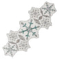 ALPHA Living HOME Beaded Table Runner 13x36 Inch, White Silver Teal Decor