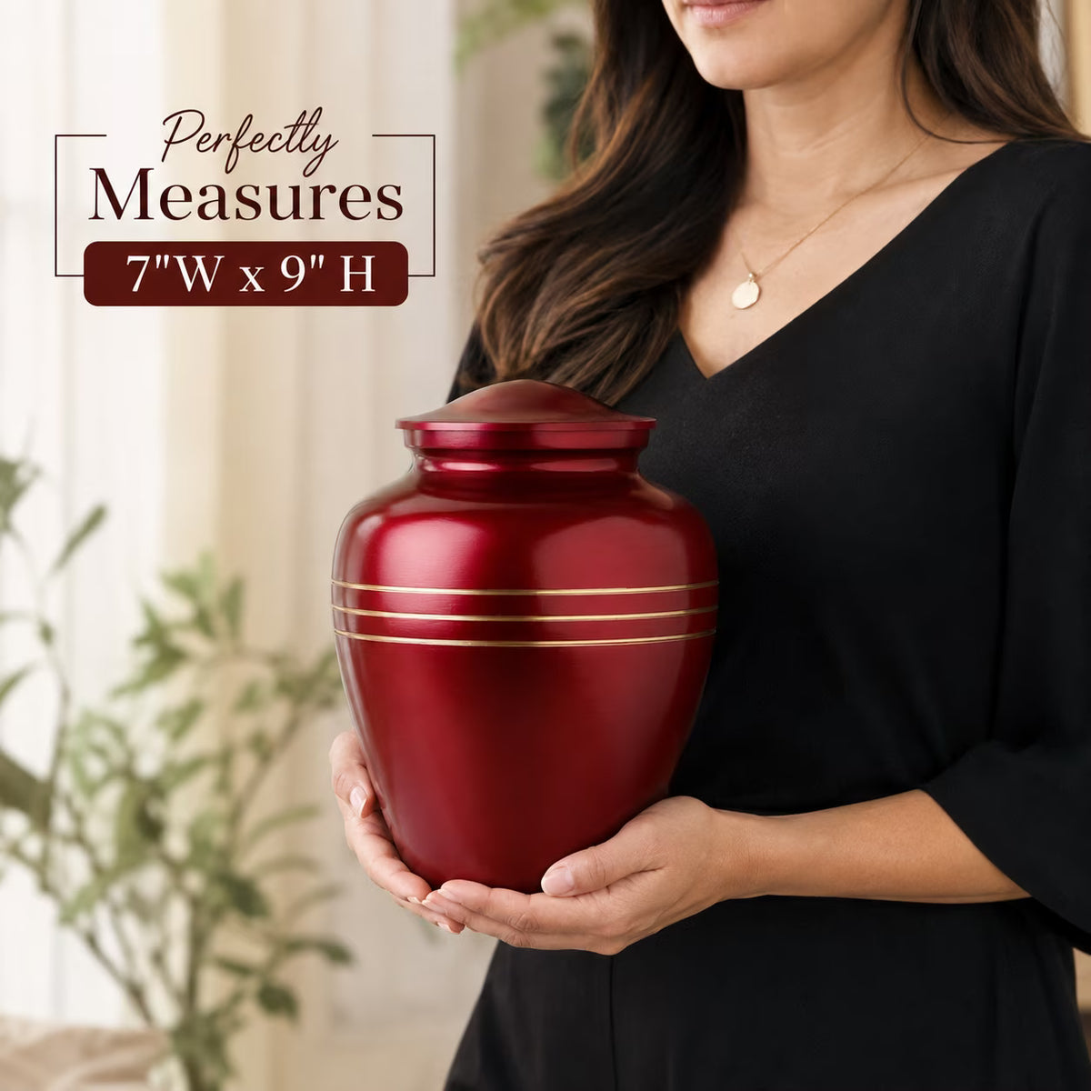 Memorials Cremation Urns for Human Ashes Cremation Urn Funeral Urns for Adult Female & Male Decorative Burial Urn Holds Large up to 220 lbs (Maroon Gold) - ALPHA Living HOME