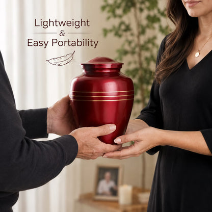 Memorials Cremation Urns for Human Ashes Cremation Urn Funeral Urns for Adult Female & Male Decorative Burial Urn Holds Large up to 220 lbs (Maroon Gold) - ALPHA Living HOME