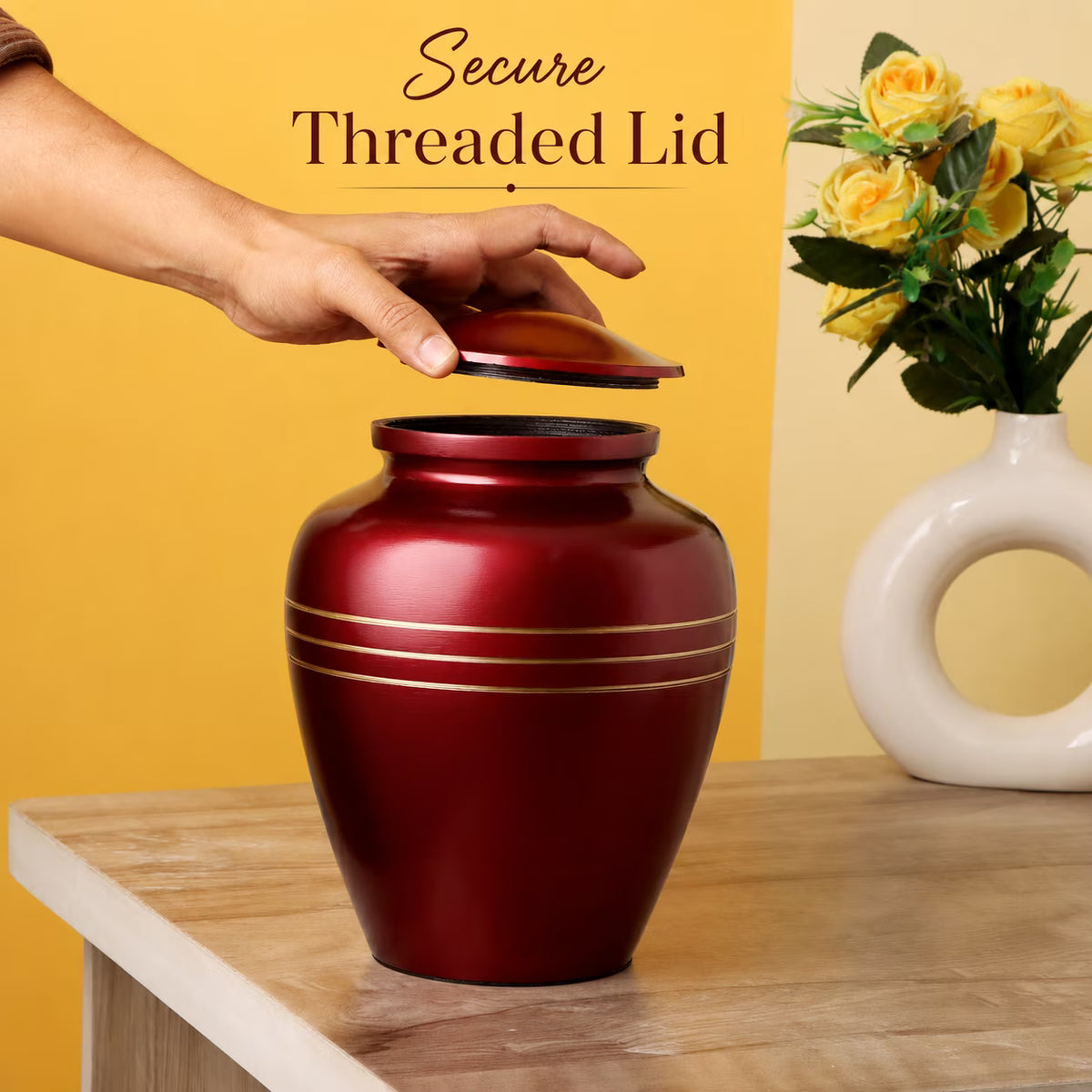 Memorials Cremation Urns for Human Ashes Cremation Urn Funeral Urns for Adult Female & Male Decorative Burial Urn Holds Large up to 220 lbs (Maroon Gold) - ALPHA Living HOME