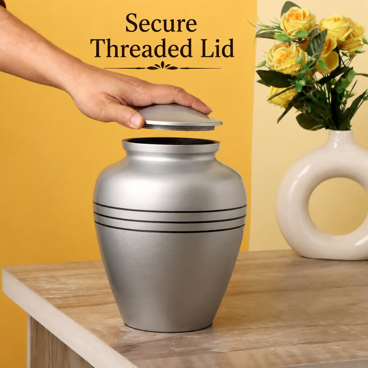 Memorials Cremation Urns for Human Ashes Cremation Urn Funeral Urns for Adult Female & Male Decorative Burial Urn Holds Large up to 220 lbs (Silver Black) - ALPHA Living HOME